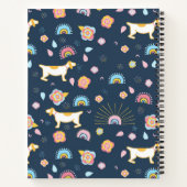 Quirky Schattige Dog Rainbow Pattern Blue Geperson Notitieboek (Achterkant)