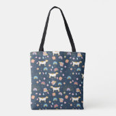 Quirky Schattige Dog Rainbow Pattern Blue Geperson Tote Bag (Achterkant)