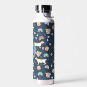 Quirky Schattige Dog Rainbow Pattern Blue Geperson Waterfles (Links)