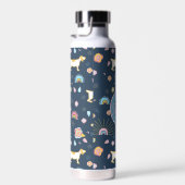 Quirky Schattige Dog Rainbow Pattern Blue Geperson Waterfles (Rechts)