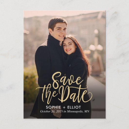 Quirky script EDITABLE COLOR Save the Date Briefkaart (Voorkant)