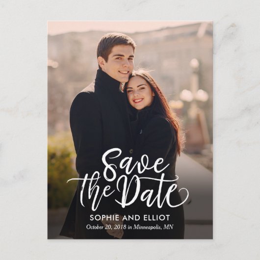 Quirky Script Wedding Save the Date Briefkaart (Voorkant)