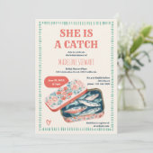 Quirky She Is A Catch Sardine Social Bridal Shower Kaart (Staand voorkant)