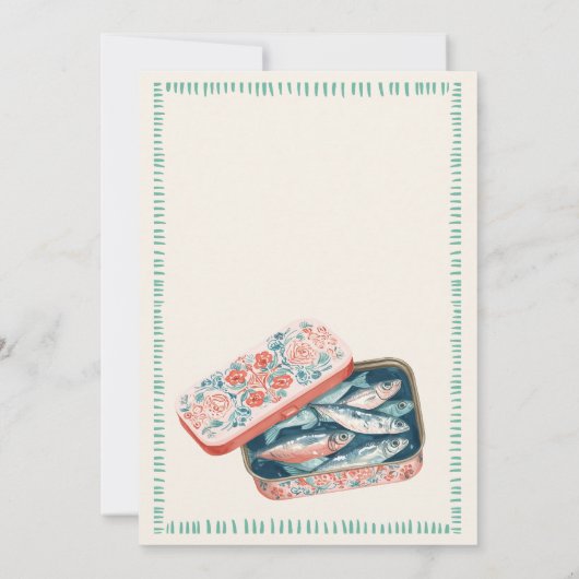Quirky She Is A Catch Sardine Social Bridal Shower Kaart (Achterkant)