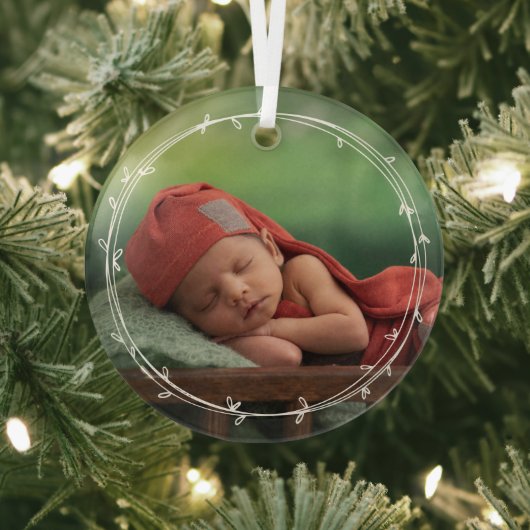 Quirky Simple White Wreater Voeg je foto toe Glas Ornament (Insitu)