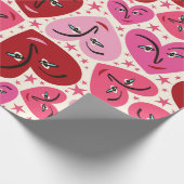 Quirky Smiling Hearts Valentijn Cadeaupapier (Hoek)