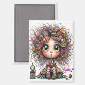 Quirky Steampunk Girl Geïnspireerd Magnet (Voorkant / Achterkant)