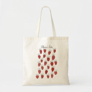 Quirky Strawberry Pattern Canvas tas