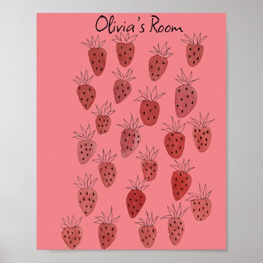 Quirky Strawberry Pattern Poster (Voorkant)