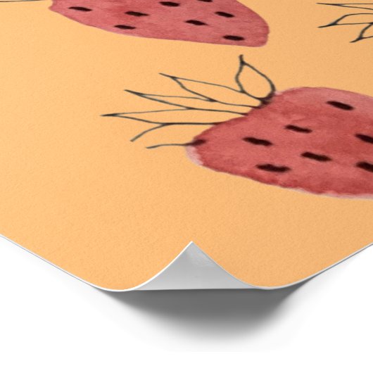 Quirky Strawberry Pattern Poster (Hoek)