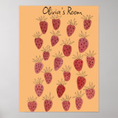 Quirky Strawberry Pattern Poster (Voorkant)