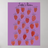 Quirky Strawberry Pattern Poster (Voorkant)