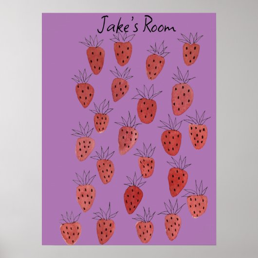 Quirky Strawberry Pattern Poster (Voorkant)