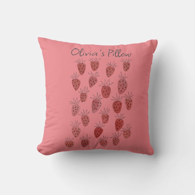 Quirky Strawberry Pattern Sierkussen (Voorkant)