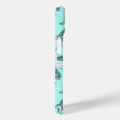 Quirky Striped Turquoise Flamingos Pattern Case-Mate iPhone Case (Achterkant / Rechts)
