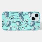 Quirky Striped Turquoise Flamingos Pattern Case-Mate iPhone Case (Achterkant (horizontaal))