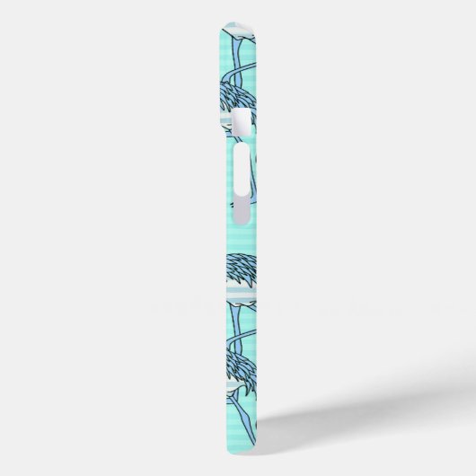 Quirky Striped Turquoise Flamingos Pattern Case-Mate iPhone Case (Achterkant / Links)