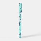 Quirky Striped Turquoise Flamingos Pattern iPhone 15 Case (Rechterkant)
