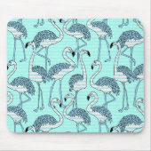 Quirky Striped Turquoise Flamingos Pattern Muismat (Voorkant)
