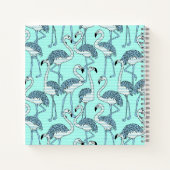 Quirky Striped Turquoise Flamingos Pattern Notitieboek (Achterkant)