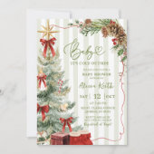 Quirky Stripes Christmas Baby Shower Kaart (Voorkant)