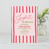 Quirky Stripes Modern Christmas Party Kaart (Staand voorkant)