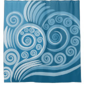Quirky Summer Blue Curly Swirls Showgordijn Douchegordijn (Voorkant)