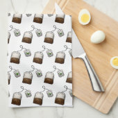 Quirky Tea Bag Pattern on White Theedoek (Quarter Fold)