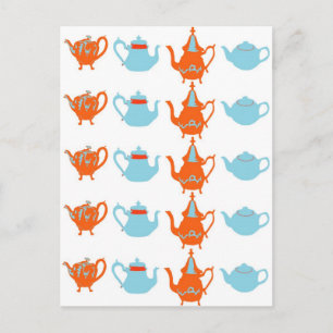 Quirky teapots briefkaart