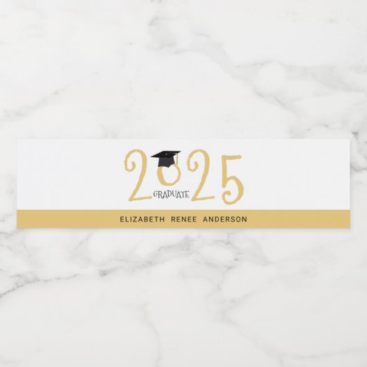Quirky Text 2023 Afstuderen in Gold Waterfles Etiket (Enkel label)