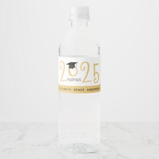 Quirky Text 2023 Afstuderen in Gold Waterfles Etiket (Voorkant)