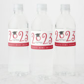 Quirky Text Red 2023 Graduate Waterfles Etiket (Flessen)