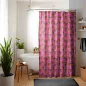 Quirky Tiger Pattern op Bright Roze Douchegordijn
