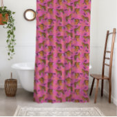 Quirky Tiger Pattern op Bright Roze Douchegordijn
