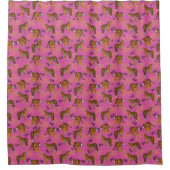 Quirky Tiger Pattern op Bright Roze Douchegordijn (Voorkant)