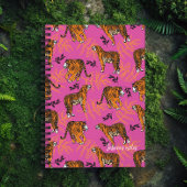 Quirky Tiger Pattern op Bright Roze Planner