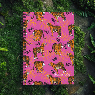 Quirky Tiger Pattern op Bright Roze Planner