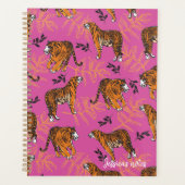 Quirky Tiger Pattern op Bright Roze Planner (Voorkant)