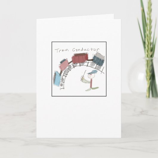 Quirky Train Conductor Illustrated Kaart (Voorkant)