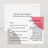 Quirky Typografie Roos Roze Grijs Bruiloft RSVP Briefkaart (Voorkant / Achterkant)