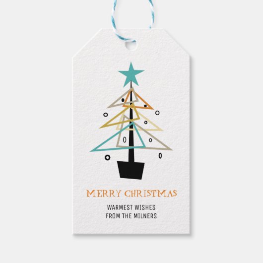 Quirky Vintage-kerstboom uit de middeleeuwse midde Cadeaulabel (Voorkant)