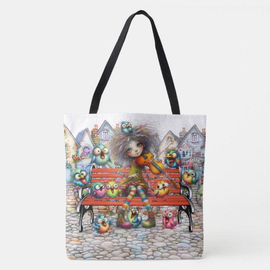 Quirky Viool Serenade - ZIE TERUG! Tote Bag (Voorkant)