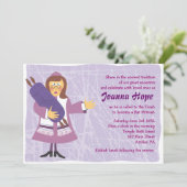 Quirky Vrouw Bar Bat Mitzvah Uitnodiging (Staand voorkant)