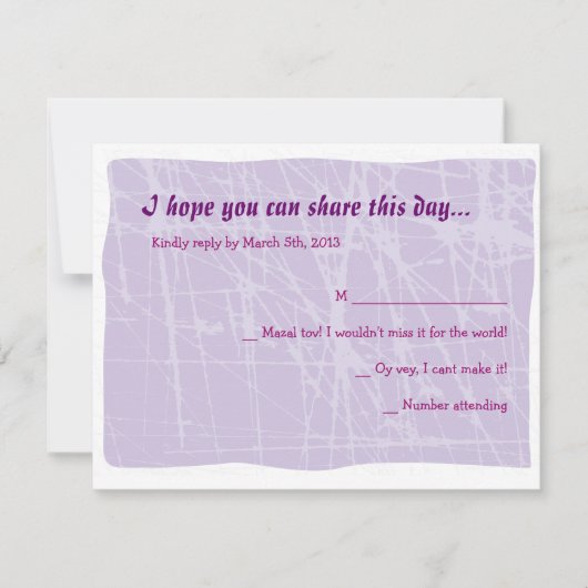 Quirky Vrouw Bat Mitzvah Invitation Reply Kaart (Voorkant)