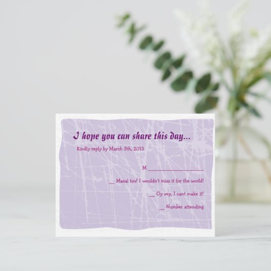 Quirky Vrouw Bat Mitzvah Invitation Reply Kaart (Staand voorkant)