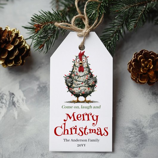 Quirky Watercolor Chickens Christmas Labels Cadeaulabel