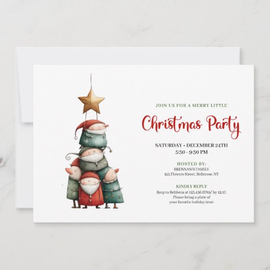 Quirky watercolor Christmas party invitation card Kaart (Voorkant)