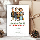Quirky Watercolor Family Holiday Celebration Card Kaart