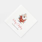 Quirky Watercolor Santa Custom Holiday Cocktail  Servet (Hoek)