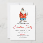 Quirky Watercolor Santa Funny Christmas Invitation Kaart (Voorkant)